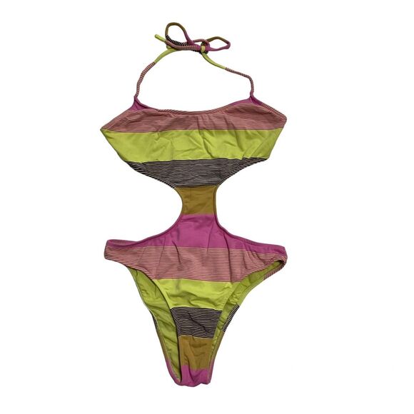 OndandeMar Horizontal Striped One Piece Vintage Monokini Swimsuit, Size 8 (XS/S) - Picture 1 of 7